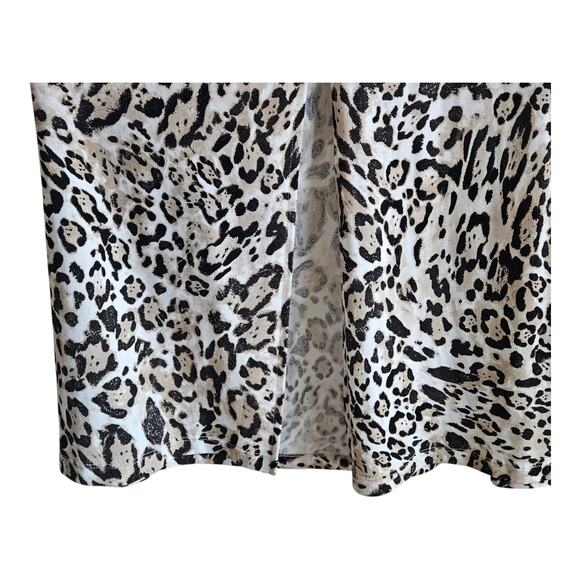 CHICO'S 3 Women XL Maxi Dress Leopard Leopard Front Slits Cap Sleeve Jersey Knit - Picture 5 of 7